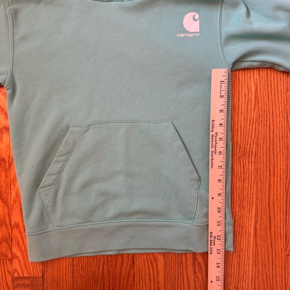 Carhartt Girl’s Teal Hooded Sweatshirt with Front Pocket Size Small (8) - Picture 12 of 13
